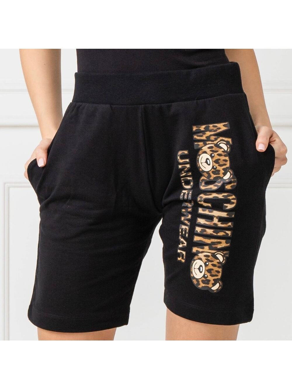 Moschino Underwear Shorts Womens M Black Cotton Logo Slim Fit
